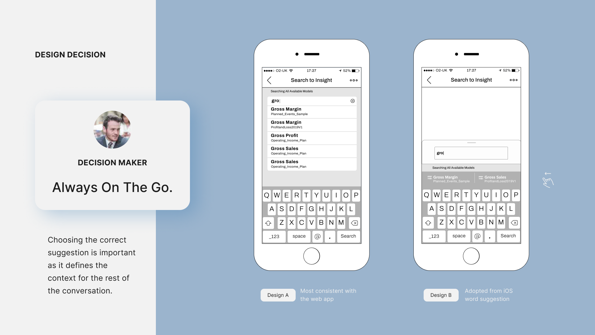 Optimizing for Decision Maker user persona